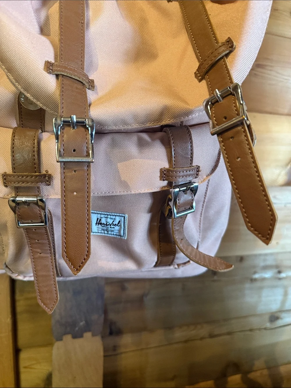 Herschel Supply Company Blush Pink Canvas Backpack with Brown Trim